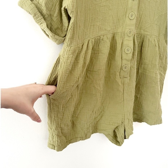 Urban OUTFITTERS | Kendra Button Front Romper Green Size Small - Picture 7 of 10